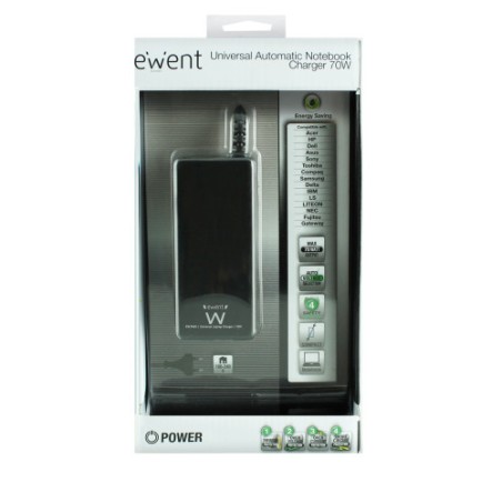 21251-EWENT CARGADOR PORTATIL. 65W. AUTOMATICO. NEGRO (EW3965)