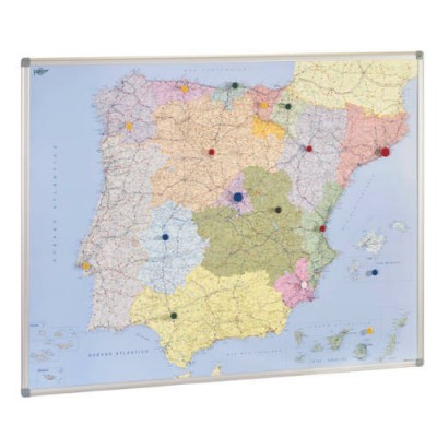 MAPA DE ESPANA Y PORTUGAL MAGNETICO 103X129 CM MARCO ALUMINIO FAIBO 153T