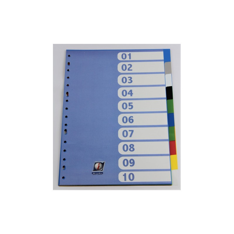 2202-SEPARADOR FORMATO FOLIO PVC MULTITALADRO 10 PESTANAS OPACO IBERPLAS 717OM