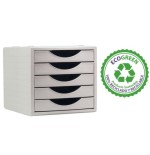 22838-MODULO ECOGREEN 5 CAJONES BLANCO 100% RECICLADO Y RECICLABLE DIN A4 FOLIO Y SUBCARPETA MEDIDAS: 340X270X260 MM CAR