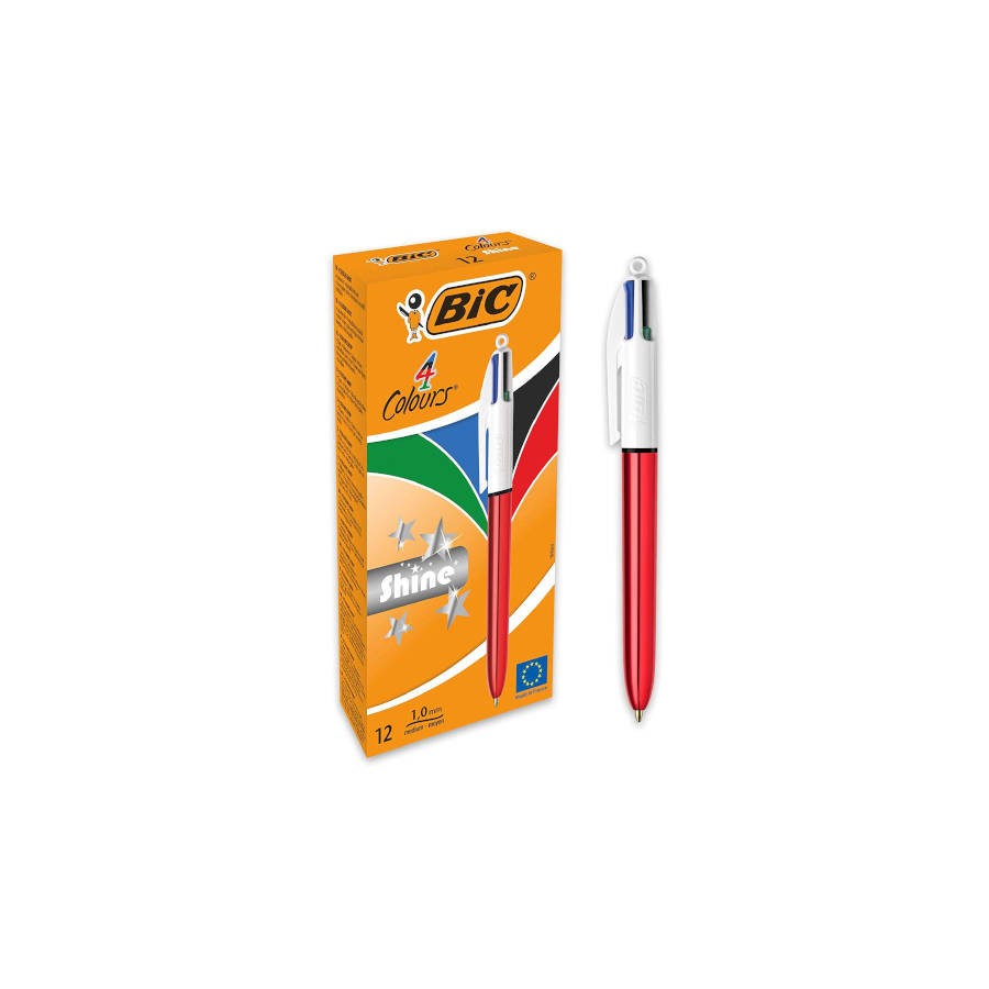 22986-BOLIGRAFO DE 4 COLORES SHINE 1MM CON CUERPO ROJO METALICO BIC 982877 22986-BOLIGRAFO DE 4 COLORES SHINE 1MM CON CUERPO ROJO METALICO BIC 982877