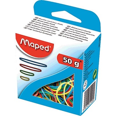 EXPOSITOR 12 CAJAS DE GOMAS ELASTICAS COLORES SURTIDOS GROSOR 15MM MAPED 351100