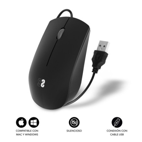 23181-SUBBLIM Raton Business Silencioso con cable USB 1200 DPI