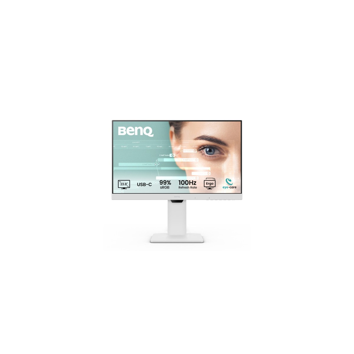 MONITOR BENQ GW2486TC 238 IPS 1080P FHD USB C 65W  100HZ EYE CARE ERGONoMICO HUB USB  99 SRGB HDMI DPTUV BLANCO