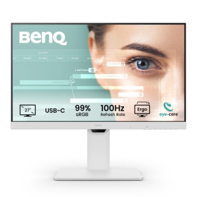 MONITOR BENQ GW2786TC 27 IPS 1080P FHD USB C 65W  100HZ EYE CARE ERGONoMICO HUB USB  99 SRGB HDMI DP TUV BLANCO