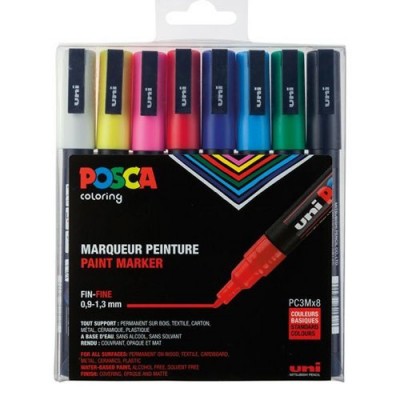 ESTUCHE 8 UDS PC 3M BASIC POSCA UNIBALL 182634670