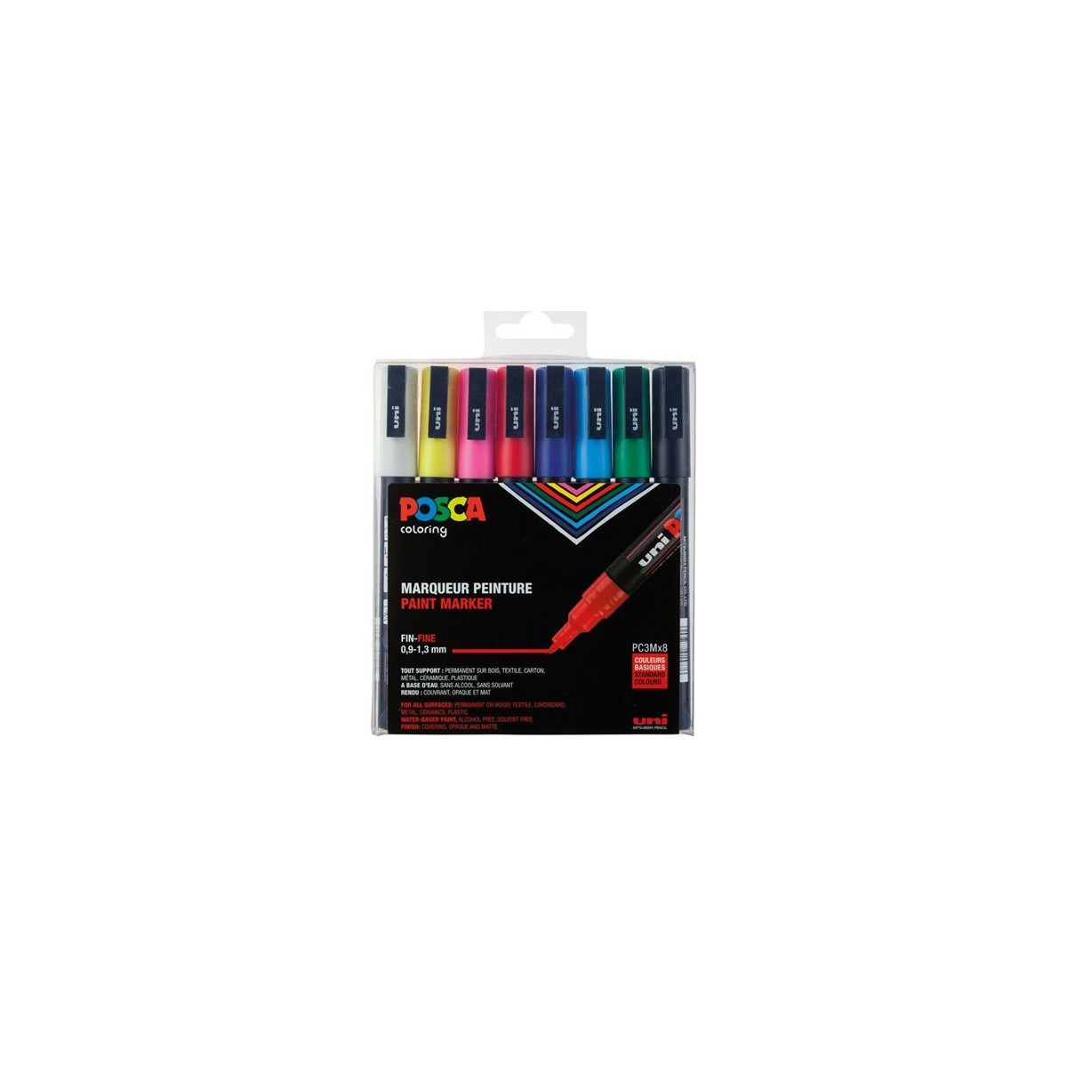 ESTUCHE 8 UDS PC 3M BASIC POSCA UNIBALL 182634670