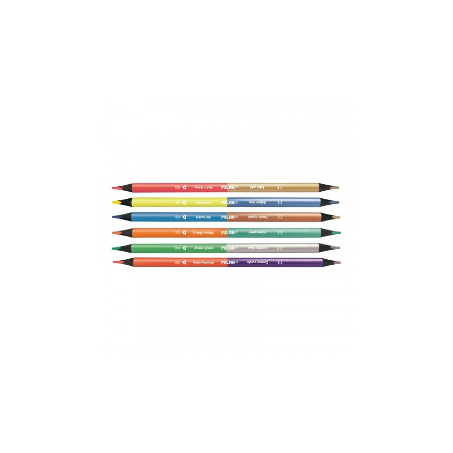 24452-CAJA DE 6 LAPICES COLORES FLUORESCENTES METALALIZADOS BICOLOR MILAN 7123306B 24452-CAJA DE 6 LAPICES COLORES FLUORESCENTES METALALIZADOS BICOLOR MILAN 7123306B