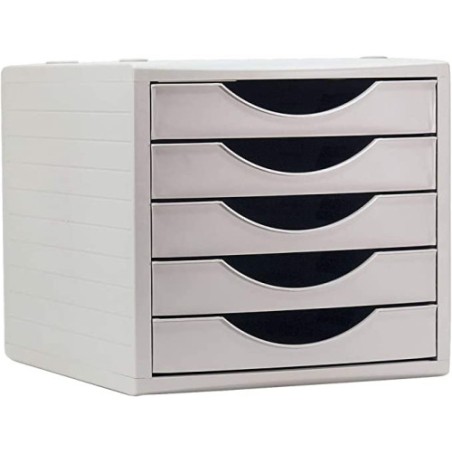 24573-MODULO ECOGREEN 5 CAJONES BLANCO 100% RECICLADO Y RECICLABLE DIN A4 FOLIO Y SUBCARPETA MEDIDAS: 340X270X260 MM CAR