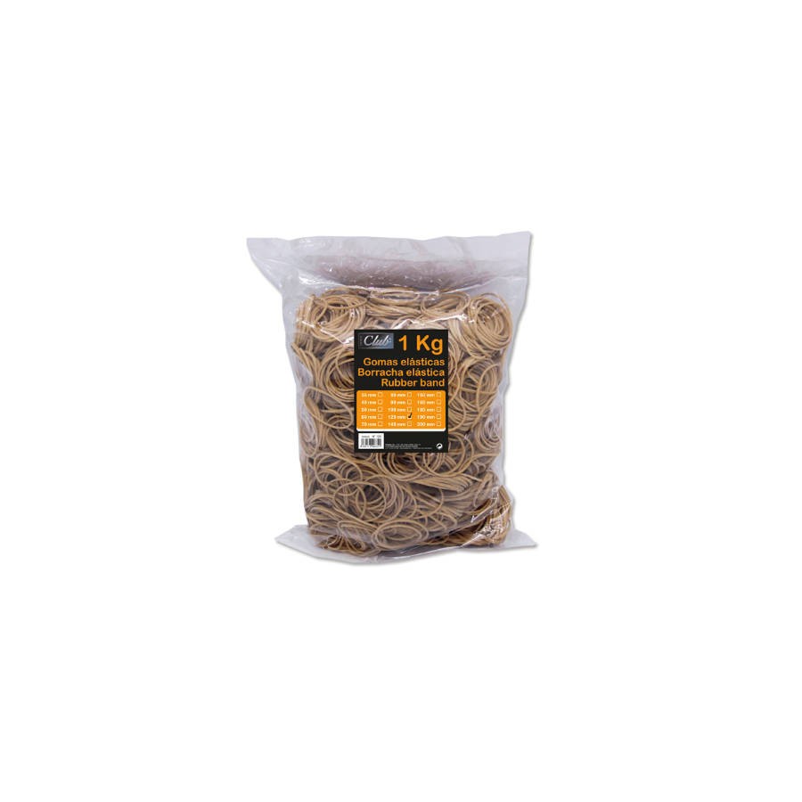 2501-BOLSA 1 KG. GOMAS ELASTICAS No 120 DE 12 CM. LARGO OFFICE CLUB 300832