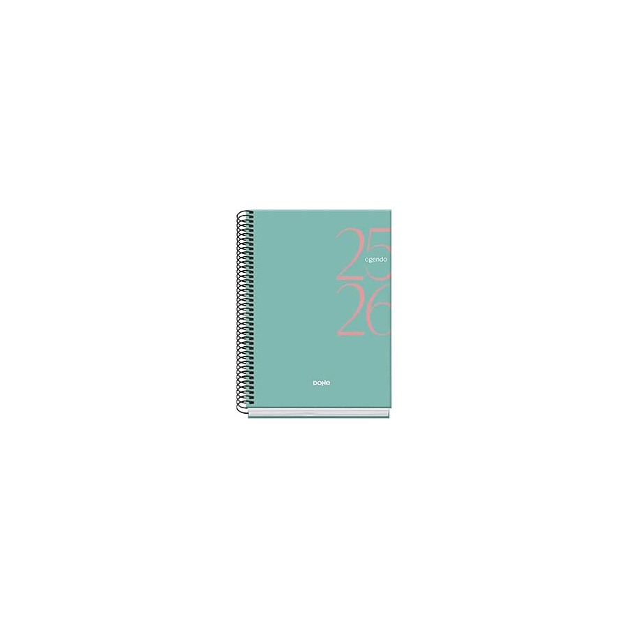 25038-AGENDA ESCOLAR 2025-2026 TAMANO A5 TAPA CARTON FORRADO SEMANA VISTA MODELO SYSTEM BASIC VERDE DOHE 52058