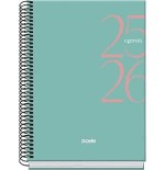 25038-AGENDA ESCOLAR 2025-2026 TAMANO A5 TAPA CARTON FORRADO SEMANA VISTA MODELO SYSTEM BASIC VERDE DOHE 52058