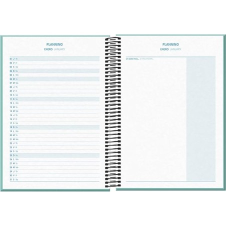 25039-AGENDA ESCOLAR 2025-2026 TAMANO A5 TAPA CARTON FORRADO SEMANA VISTA MODELO SYSTEM BASIC VERDE DOHE 52058