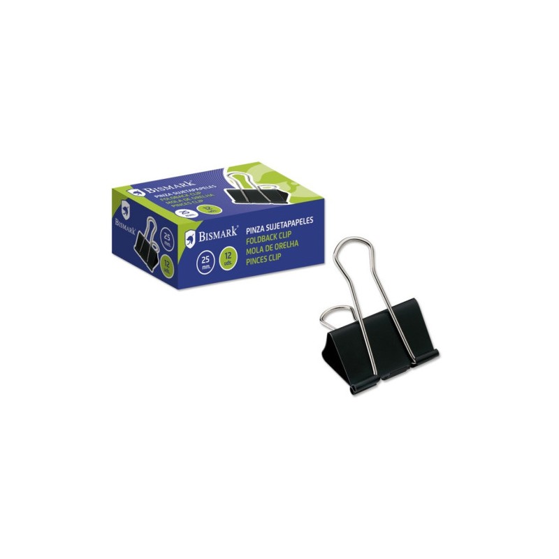 2518-PINZA SUJETAPAPELES 25 MM. PALA ABATIBLE COLOR NEGRO BISMARK 321723