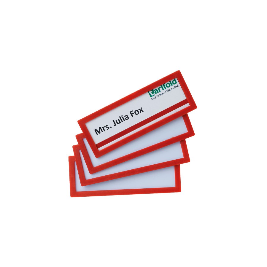 25271-PACK DE 4 MARCOS IDENTIFICACION ADHESIVO COLORES 120X45MM ROJO TARIFOLD 194863