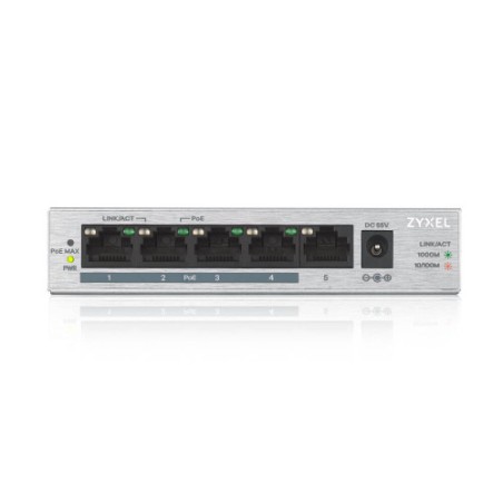 25397-Zyxel GS1005HP No administrado Gigabit Ethernet (10/100/1000) Energia sobre Ethernet (PoE) Plata