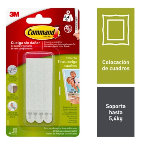 26002-BLISTER TIRAS ADHESIVAS ESTRECHAS PARA CUADROS HASTA 5,4KG COMMAND 17207 3M 7100127050