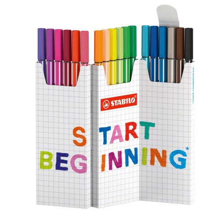 26271-ESTUCHE CARTON ZIG-ZAG ROTULADORES PUNTA FIBRA MEDIA 1MM. PEN 68 CON 18 UNIDADES COLORES SURTIDOS STABILO 6818-8