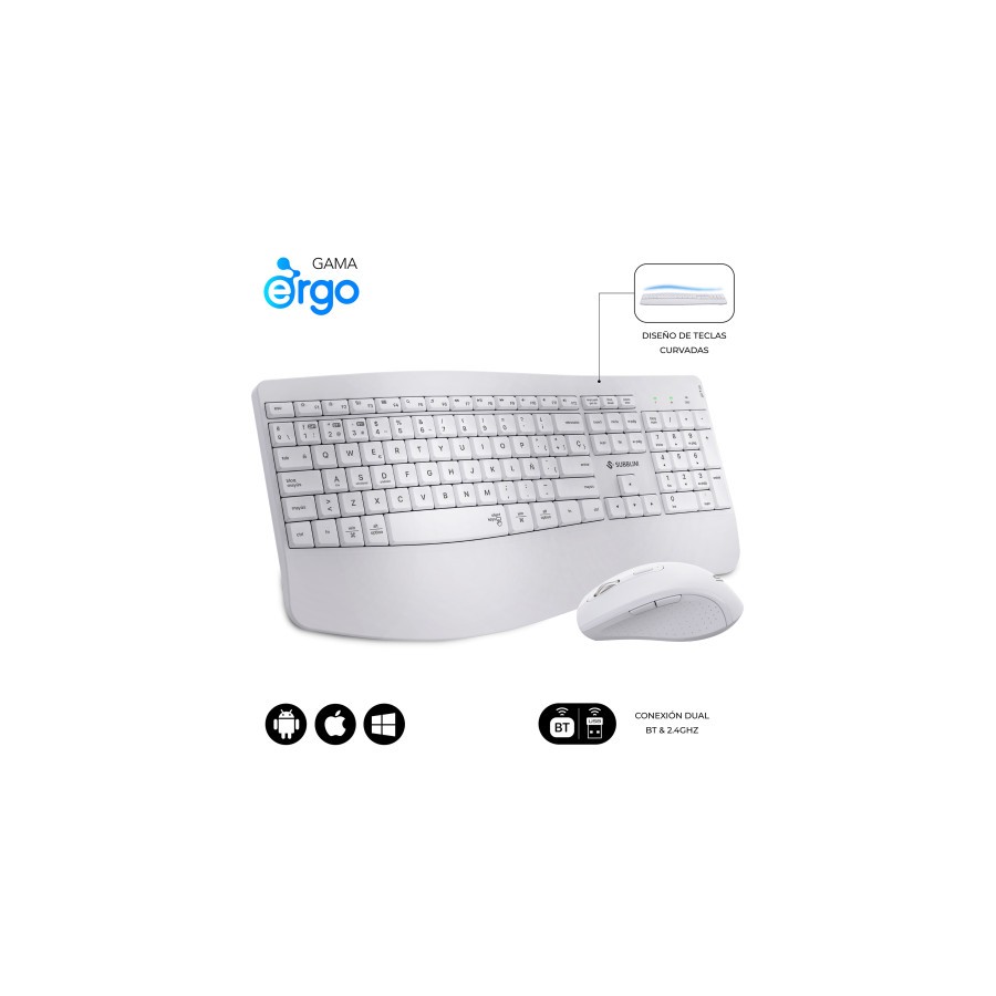 26318-SUBBLIM Teclado con raton COMBO DUAL OFFICE PROWAVE WHITE 26318-SUBBLIM Teclado con raton COMBO DUAL OFFICE PROWAVE WHITE