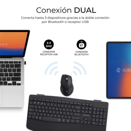 26321-SUBBLIM Teclado con raton COMBO DUAL OFFICE PROWAVE BLACK