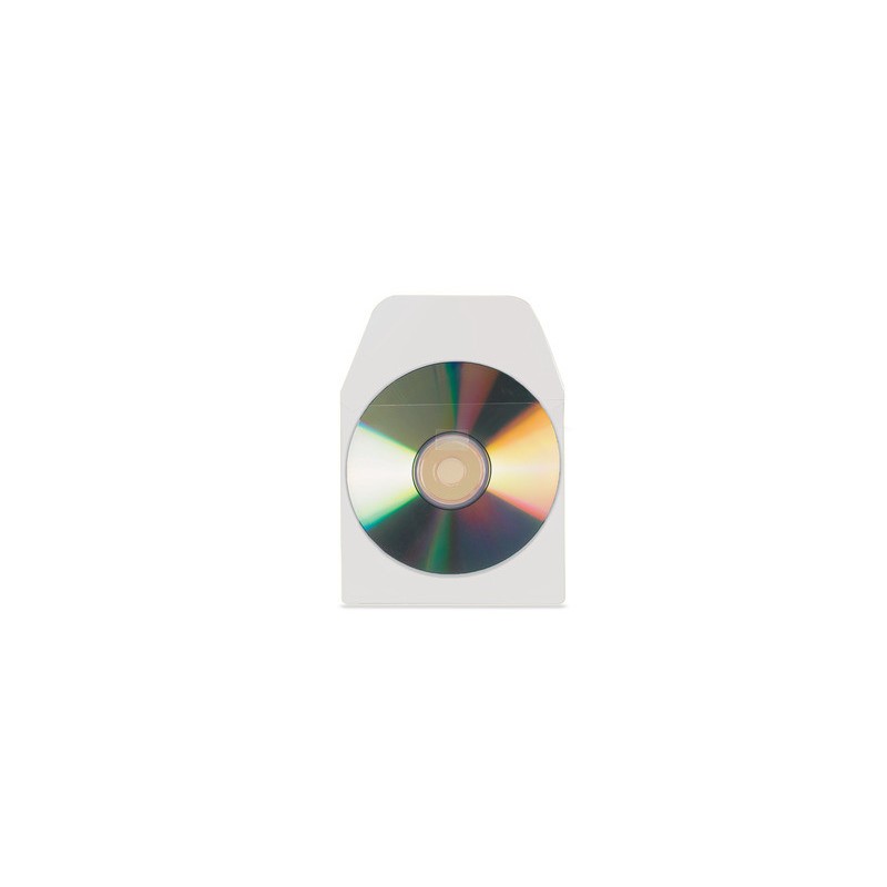 2633-PACK DE 100 FUNDAS CD-DVD PP TRANSPARENTE AUTOADHESIVAS CON SOLAPA 3L 6832-100