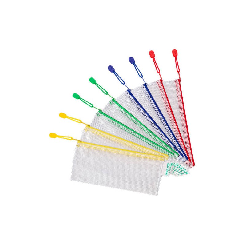 2641-PACK DE 8 BOLSAS ZIPPER MULTIUSOS PVC - CON CIERRE CREMALLERA CHEQUERA SURTIDO TARIFOLD 509049