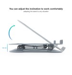 26513-TOOQ SOPORTE ELEVADOR DE ALUMINIO AJUSTABLE ERGONOMICO PARA PORTATILES, GRIS