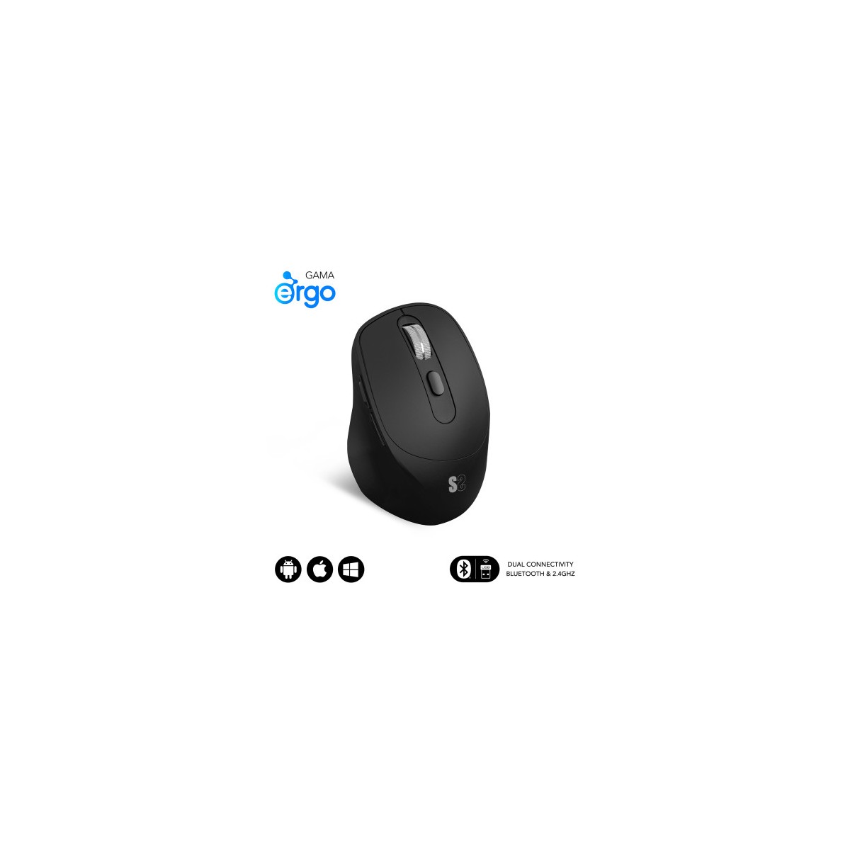 SUBBLIM Raton CURVE ERGO DUAL MOUSE BATTERY BLACK