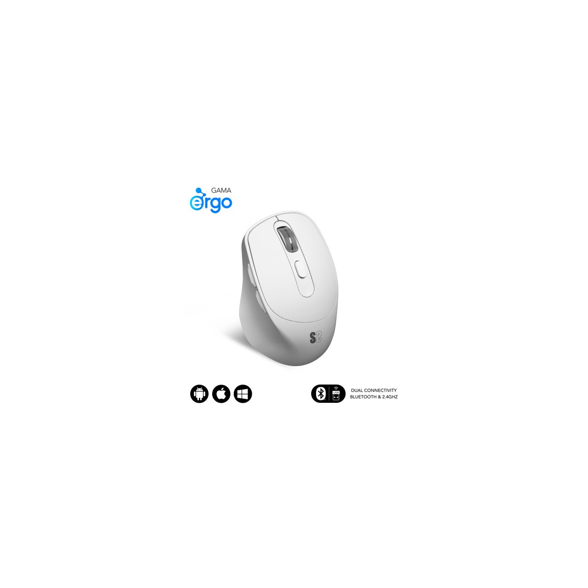 SUBBLIM Raton CURVE ERGO DUAL MOUSE BATTERY BLACK