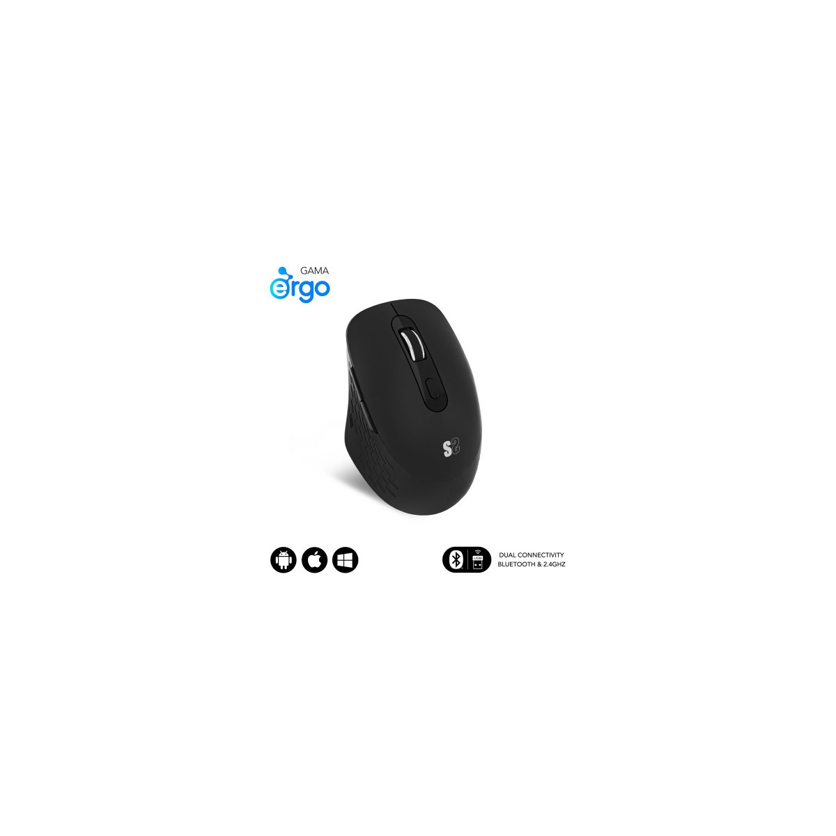 SUBBLIM Raton CURVE ERGO DUAL MOUSE BATTERY BLACK