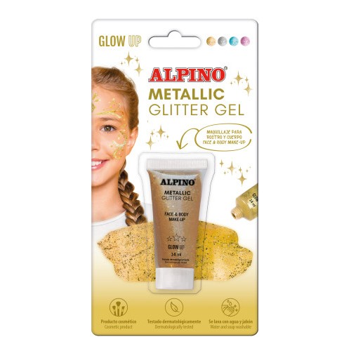 26641-BLISTER MAQUILLAJE CON COLOR Y PURPURINA GLITTER DORADO ALPINO DL000602
