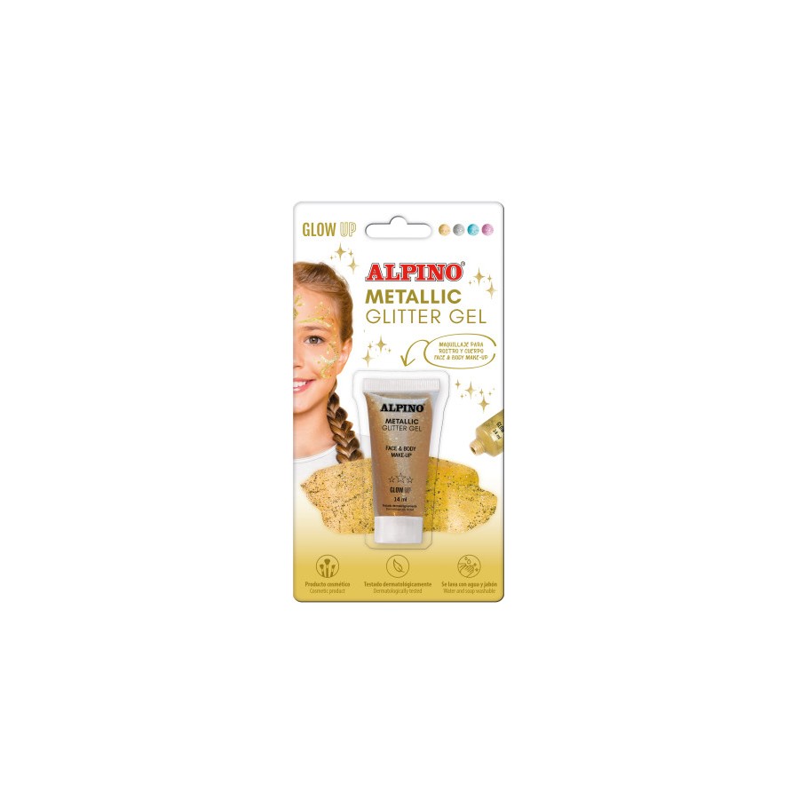 26641-BLISTER MAQUILLAJE CON COLOR Y PURPURINA GLITTER DORADO ALPINO DL000602