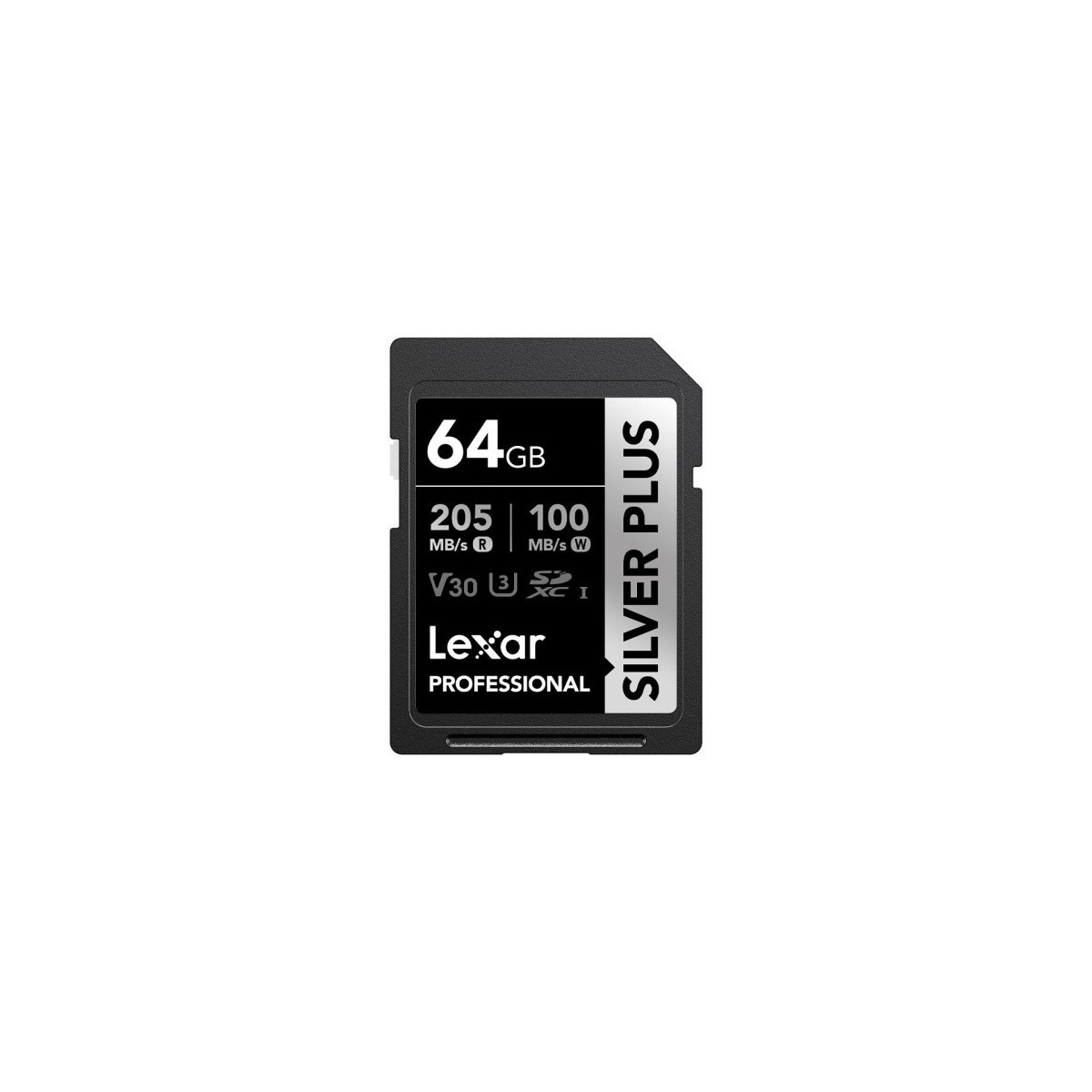 LEXAR 64GB PROFESSIONAL SILVER PLUS SDXC UHS I CARDS UP TO 205MB S READ 100MB S WRITE C10 V30 U3