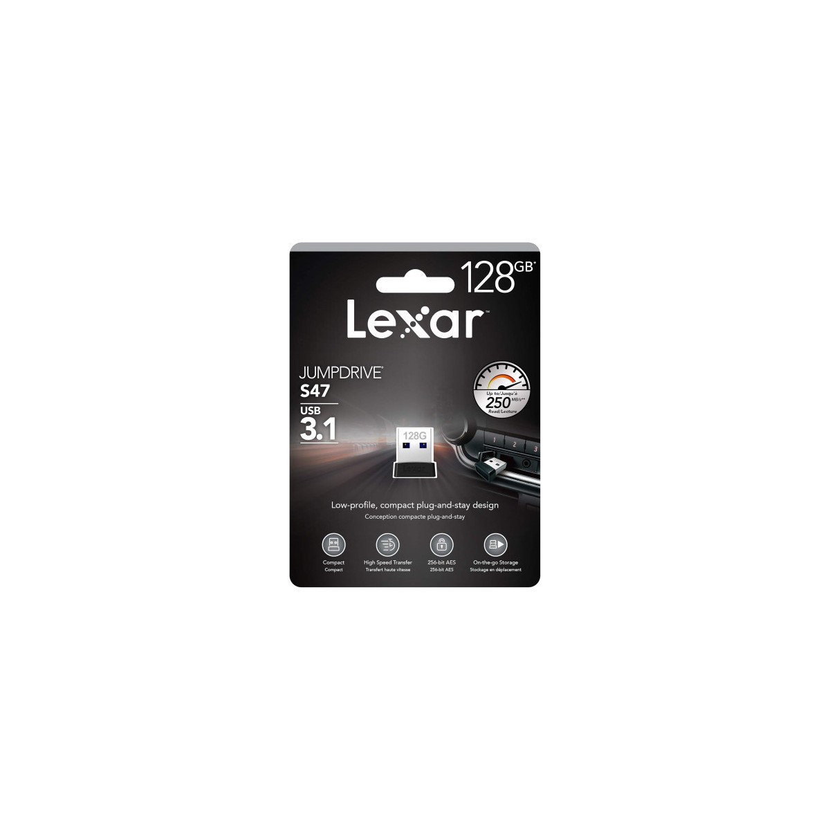 Lexar JumpDrive S47 unidad flash USB 128 GB USB tipo A 32 Gen 1 31 Gen 1 Negro