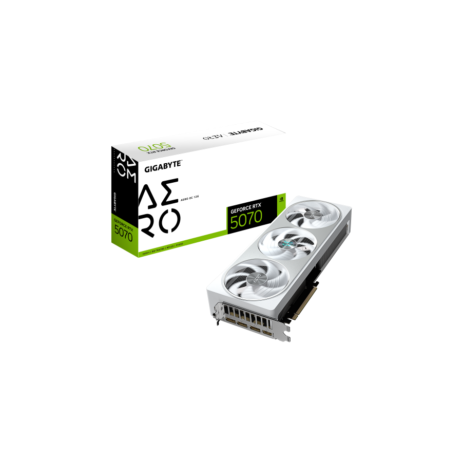 27001-GIGABYTE GeForce RTX 5070 AERO OC 12G Tarjeta Grafica - 12GB GDDR7, 192 bits, PCI-E 5.0, XXXX MHz Core Clock, 3 x 27001-GIGABYTE GeForce RTX 5070 AERO OC 12G Tarjeta Grafica - 12GB GDDR7, 192 bits, PCI-E 5.0, XXXX MHz Core Clock, 3 x