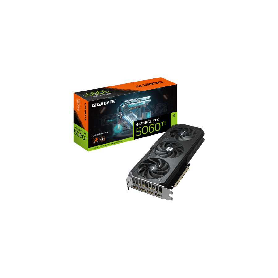 27014-GIGABYTE GeForce RTX 5060 Ti GAMING OC 16G Tarjeta Grafica - 16 GB GDDR7, 128 bits, PCI-E 5.0, 2647 MHz Frecuencia