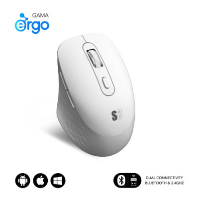 SUBBLIM Raton CURVE ERGO DUAL MOUSE BATTERY WHITE