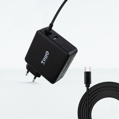 TOOQ CARGADOR PORTaTIL USB C PD30 65W NEGRO