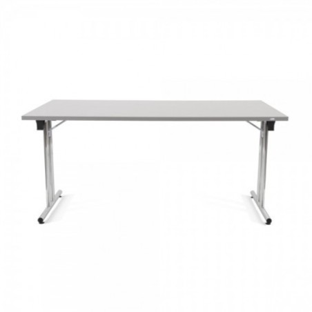 2745-MESA PLEGABLE CON PATAS CROMADAS Y TABLERO GRIS. 160X80X72CM. ROCADA 7503N