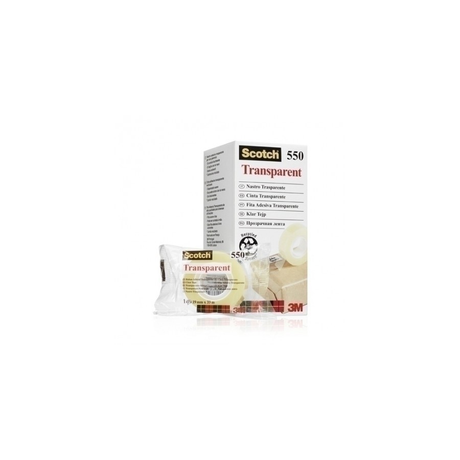 27480-CAJA 8 ROLLOS CINTA ADHESIVA 550 TRANSPARENTE 19MM x 33M 550-1933E SCOTCH 7100029278