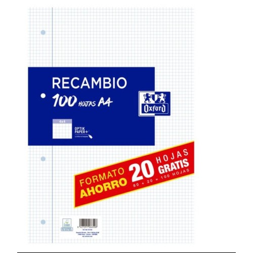 27660-RECAMBIO A4 80H+20H 4X4 CON MARGEN OXFORD 400195058