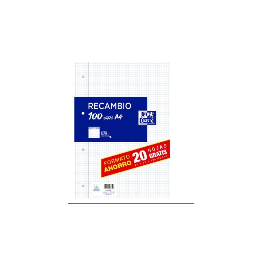 27660-RECAMBIO A4 80H+20H 4X4 CON MARGEN OXFORD 400195058 27660-RECAMBIO A4 80H+20H 4X4 CON MARGEN OXFORD 400195058