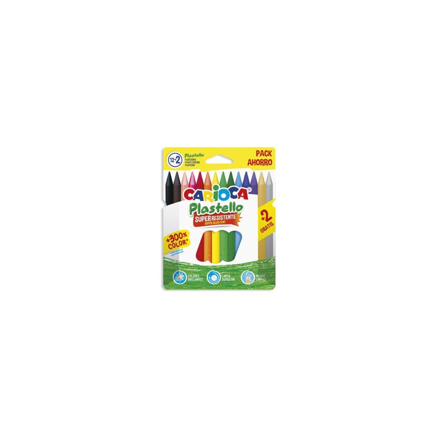 27664-CAJA 12+2 PLASTICERA COLORES SURTIDOS PLASTELLO CARIOCA 42714