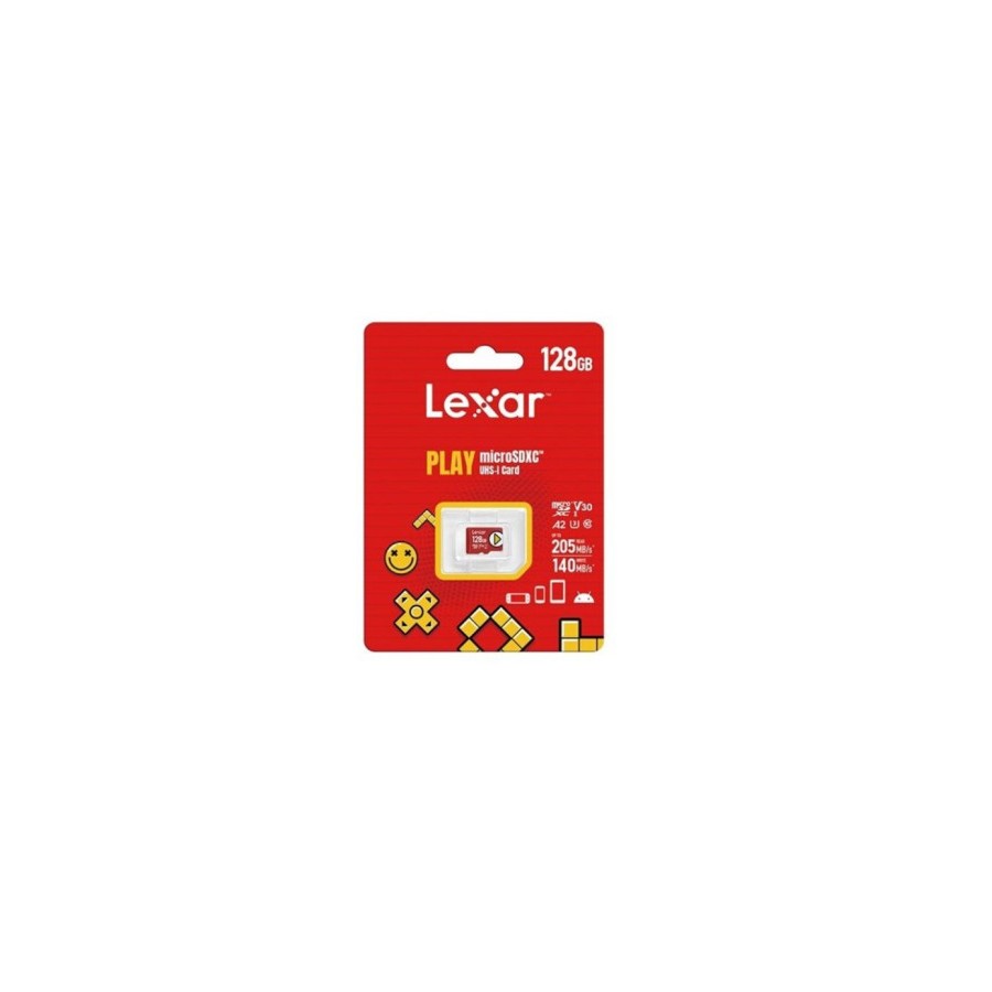 28476-LEXAR 128GB PLAY MICROSDXCT UHS-I CARDS, UP TO 205MB/S READ, 140MB/S WRITE, C10 A2 V30 U3 28476-LEXAR 128GB PLAY MICROSDXCT UHS-I CARDS, UP TO 205MB/S READ, 140MB/S WRITE, C10 A2 V30 U3