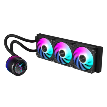 28566-GIGABYTE Refrigeracion liquida para CPU AORUS WATERFORCE X II 360 AIO - 3 ventiladores ARGB de 120 mm, pantalla LC