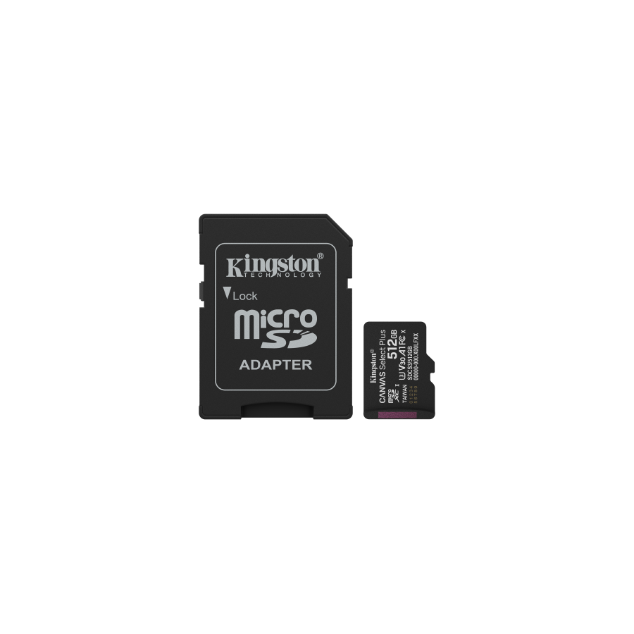 28725-Kingston Technology 512GB microSDXC Canvas Select Plus Gen3 150MB/s A1 (Incluye adaptador de SD) 28725-Kingston Technology 512GB microSDXC Canvas Select Plus Gen3 150MB/s A1 (Incluye adaptador de SD)