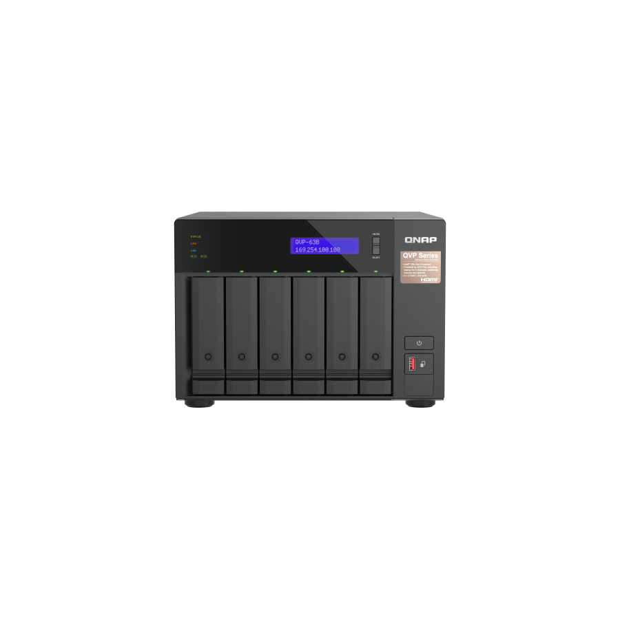 28930-QNAP QVP-63B servidor de almacenamiento NAS Torre IntelR CoreT i3 16 GB DDR4 0 TB Negro