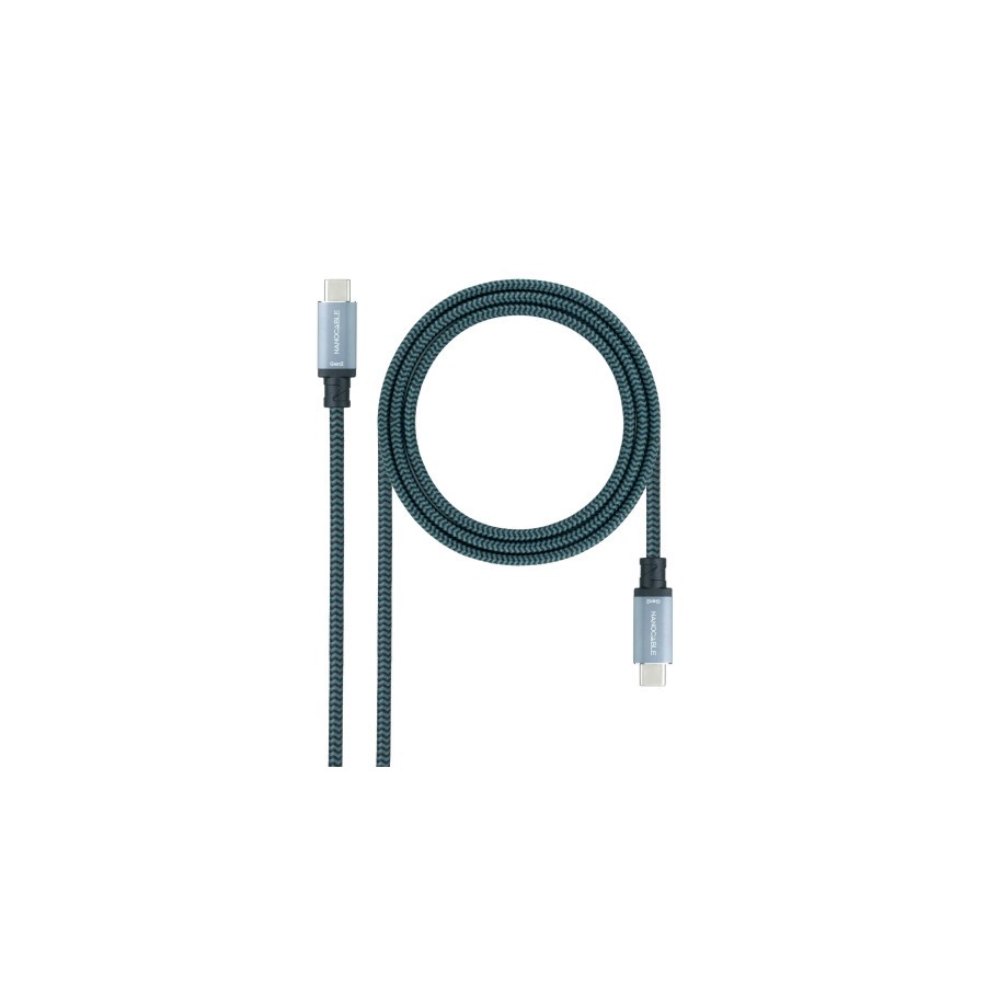 29842-Nanocable Cable USB 3.2 Gen2x2 20Gbps 5A/100W, 4K/60Hz, USB-C/M-USB-C/M, Gris/Negro, 3 m 29842-Nanocable Cable USB 3.2 Gen2x2 20Gbps 5A/100W, 4K/60Hz, USB-C/M-USB-C/M, Gris/Negro, 3 m