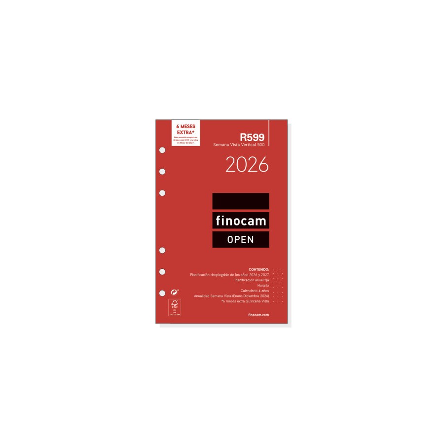 30374-RECAMBIO ANUAL 2026 R599 OPEN500 117X181MM SEMANA VISTA VERTICAL FINOCAM 711500026 30374-RECAMBIO ANUAL 2026 R599 OPEN500 117X181MM SEMANA VISTA VERTICAL FINOCAM 711500026