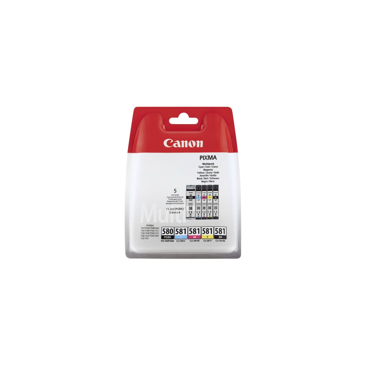 CANON PACK CARTUCHO TINTA 5 COLORES CMYK PGBK CANON PGI 580 CLI 581